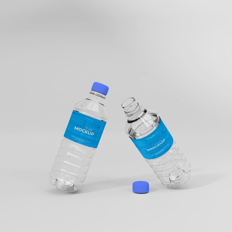 Maqueta de botella de agua realista 3d