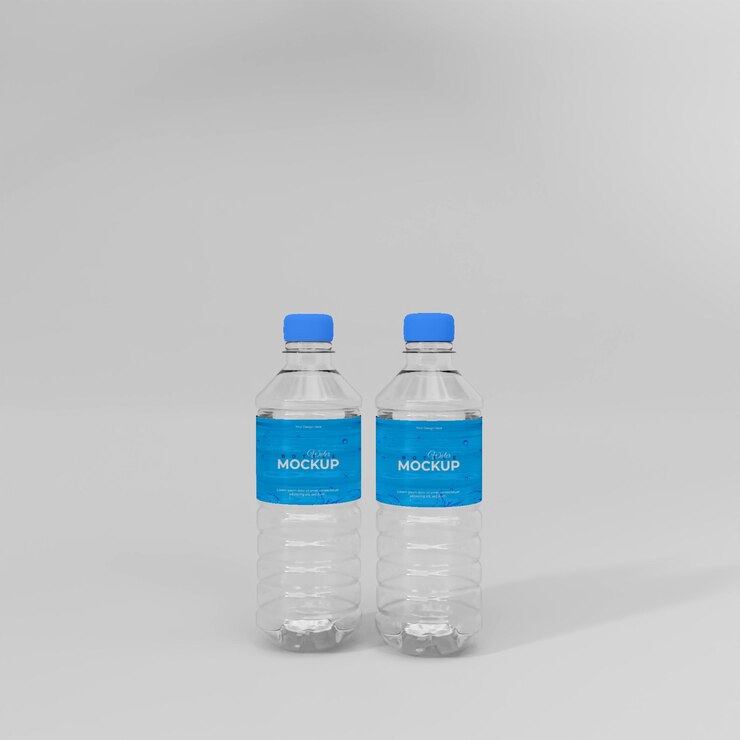 Maqueta de botella de agua realista 3d