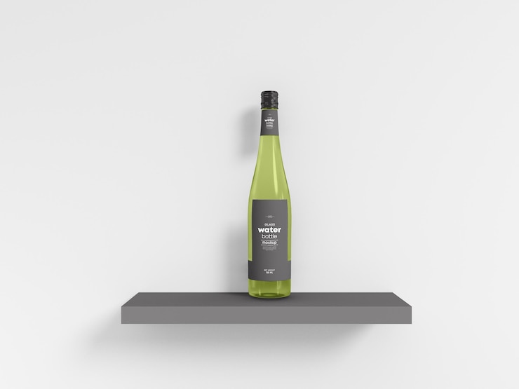 PSD maqueta de botella de agua de vidrio transparente