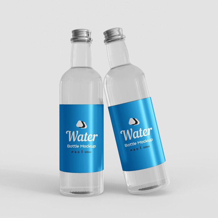 PSD maqueta de botella de agua de vidrio
