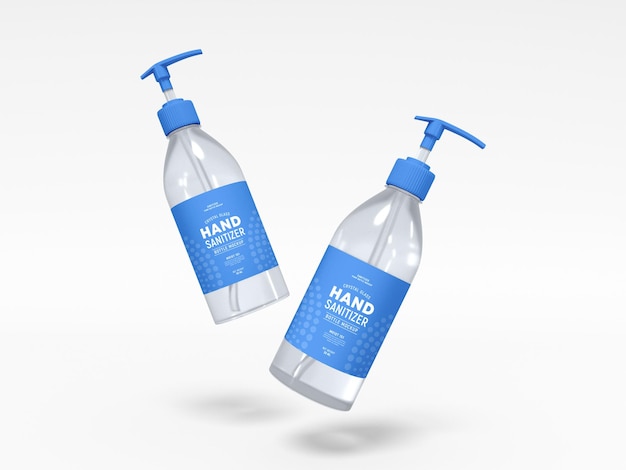 Maqueta de botella de bomba de desinfectante de manos transparente