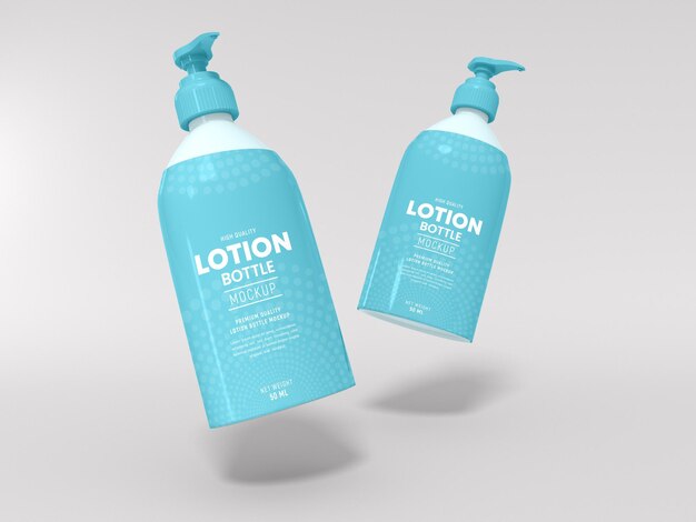 Maqueta de botella con bomba de loción corporal