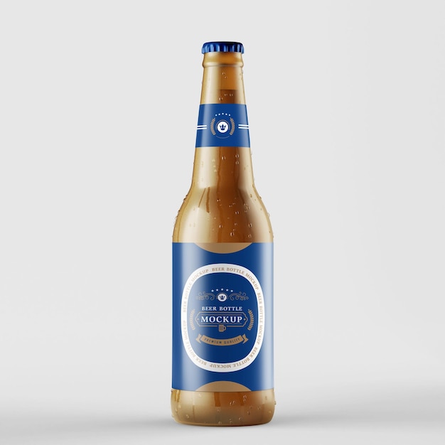 Maqueta de botella de cerveza fotorrealista