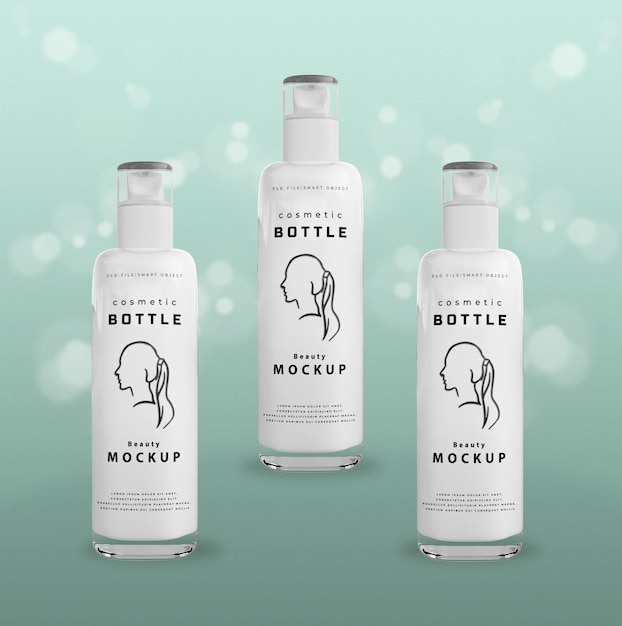 PSD maqueta de botella cosmética para belleza y cuidado de la piel.