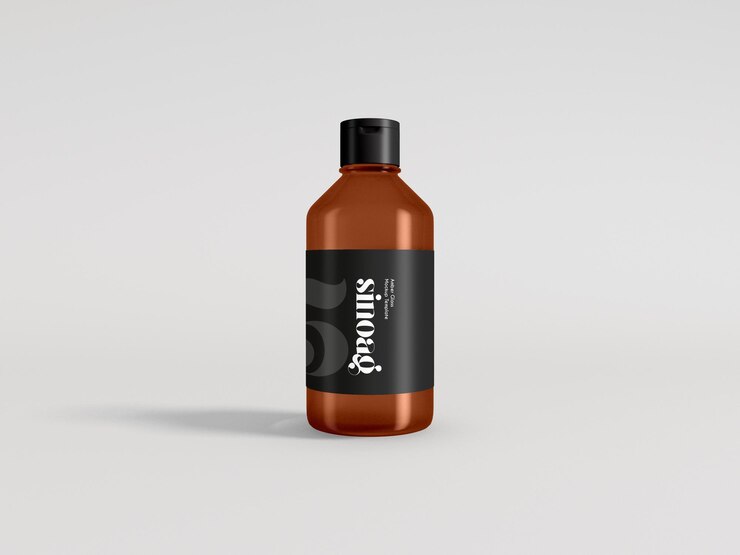 Maqueta de Botella Cosmética de Vidrio Ámbar