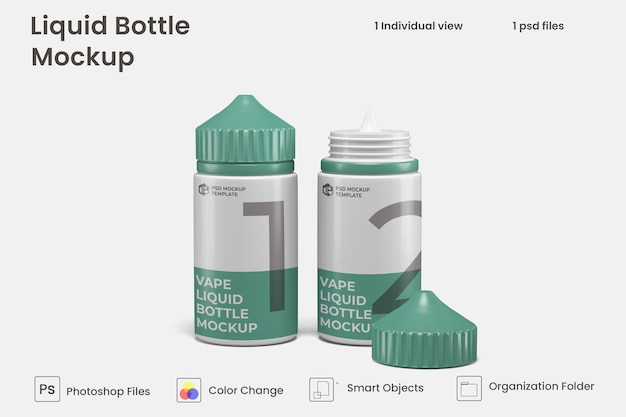 Maqueta de botella cuentagotas de vape líquido PSD Premium