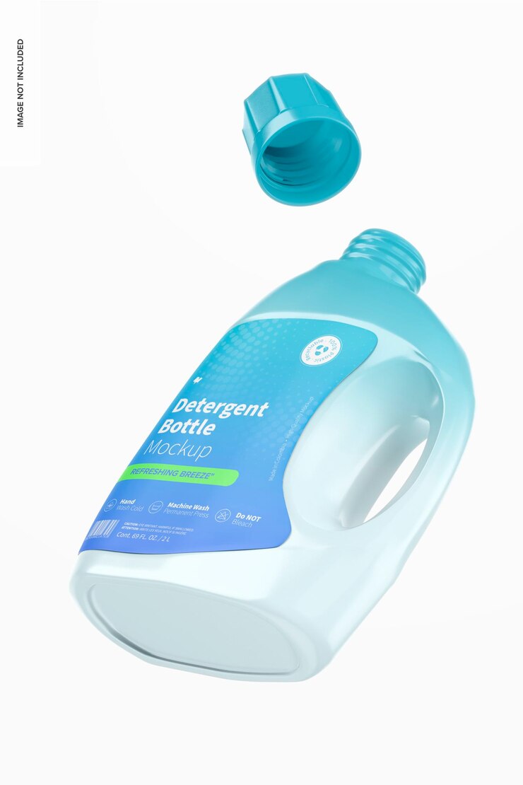 PSD maqueta de botella de detergente de 69 oz, abierta