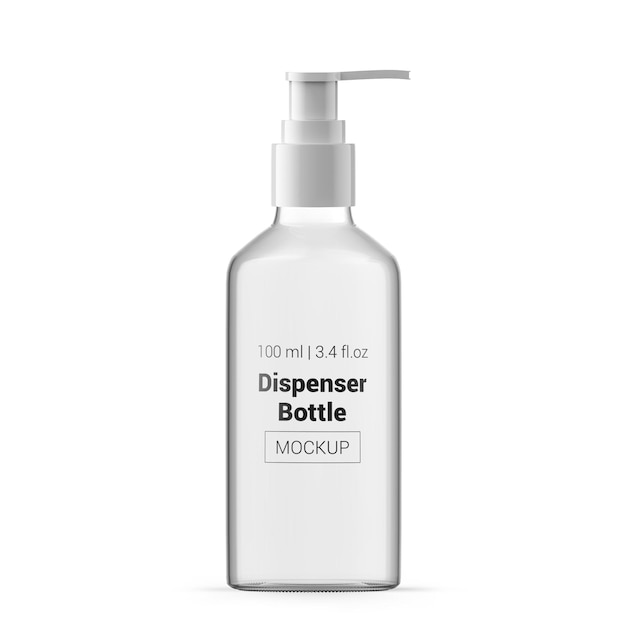 Maqueta de botella dispensadora de bomba de vidrio transparente de 100 ml 3 oz