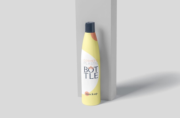 Maqueta de botella de envasado de líquidos redonda delgada