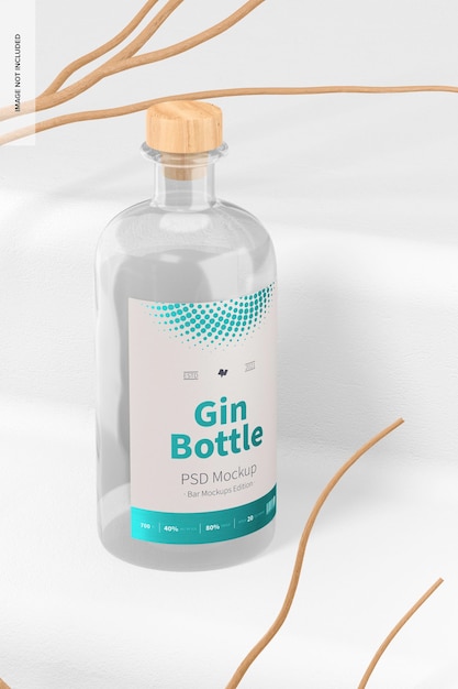 Maqueta de botella de ginebra, vista frontal