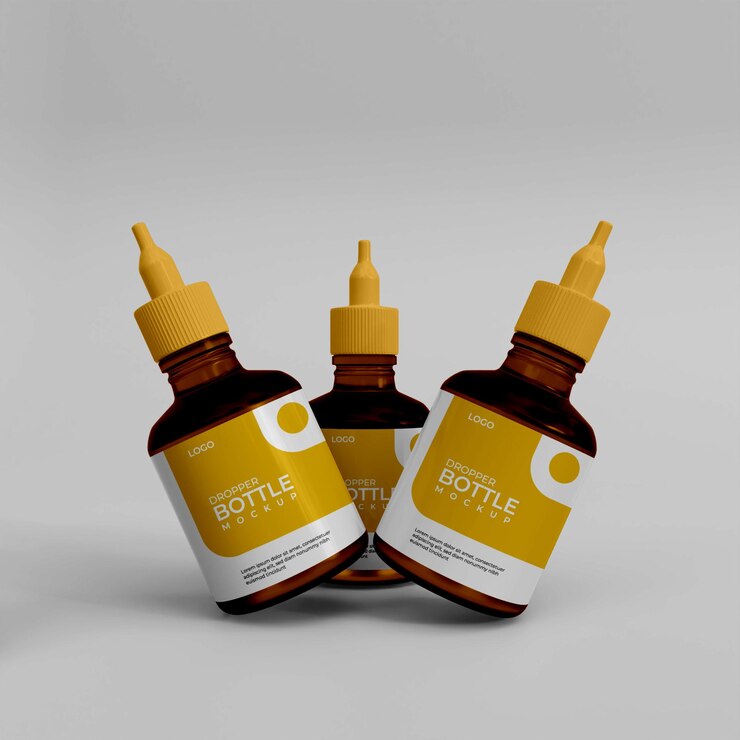Maqueta de botella gotero realista 3d