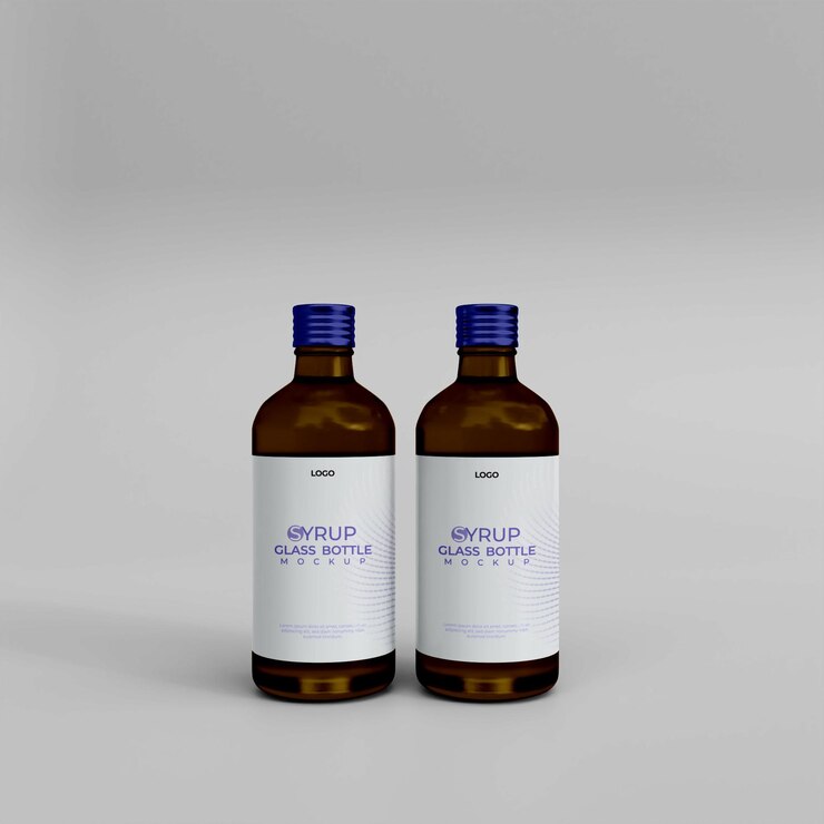 Maqueta de botella de jarabe realista 3d