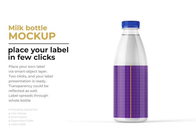 Maqueta de botella de leche aislada