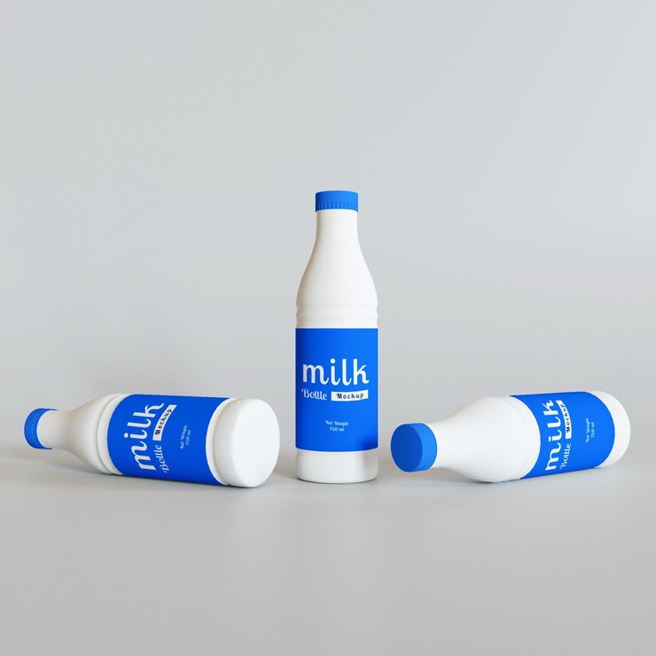 Maqueta de botella de leche Premium Psd