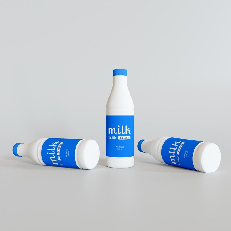 Maqueta de botella de leche Premium Psd