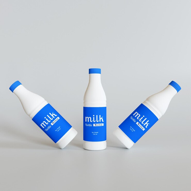 Maqueta de botella de leche Premium Psd