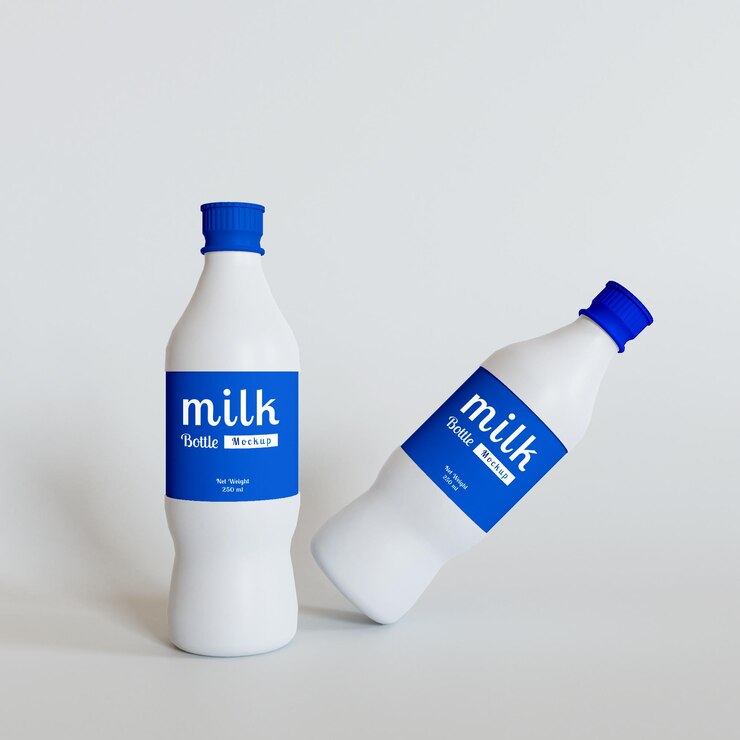 Maqueta de botella de leche Premium Psd
