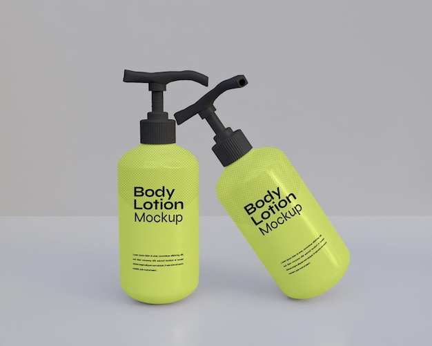 Maqueta de botella de loción corporal