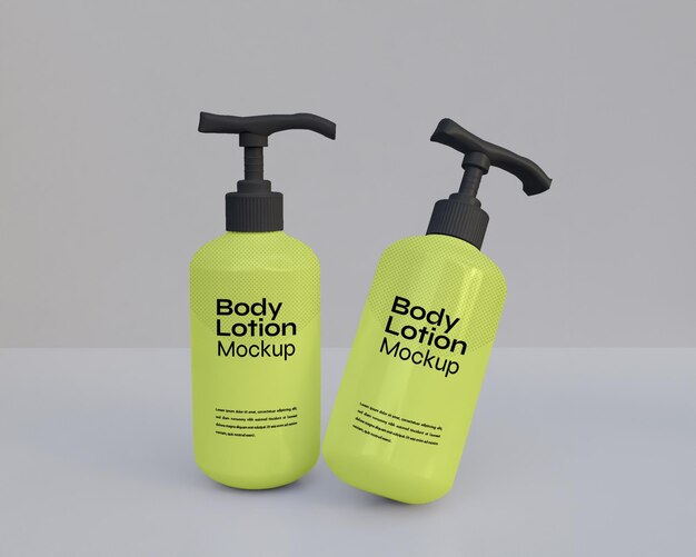 Maqueta de botella de loción corporal