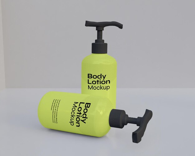 Maqueta de botella de loción corporal