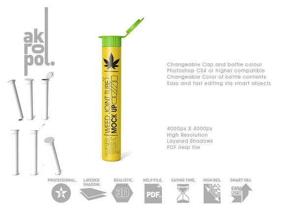 PSD maqueta de botella de marihuana