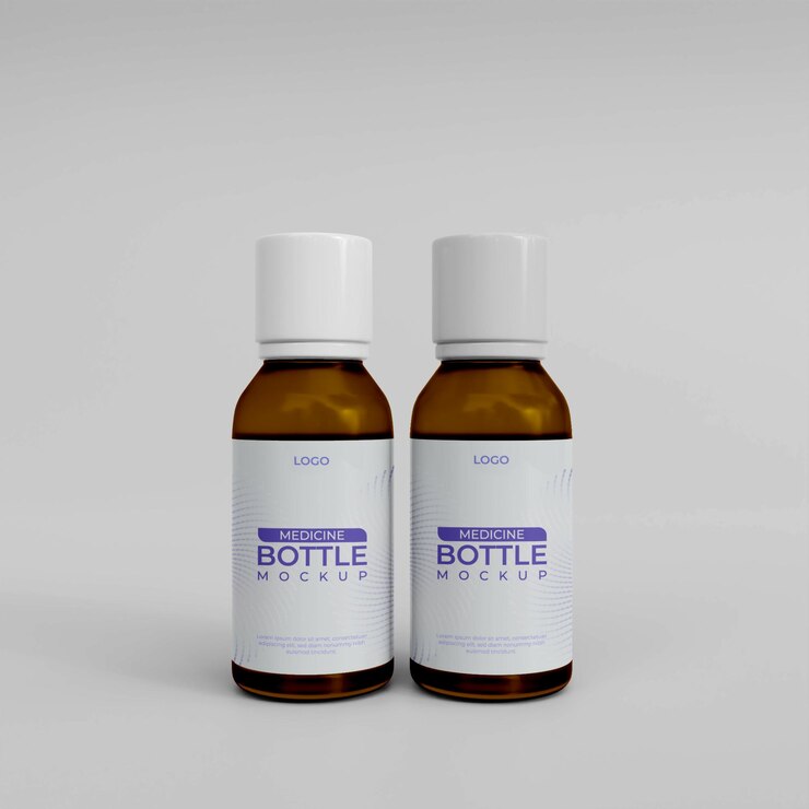 Maqueta de botella de medicina realista 3d