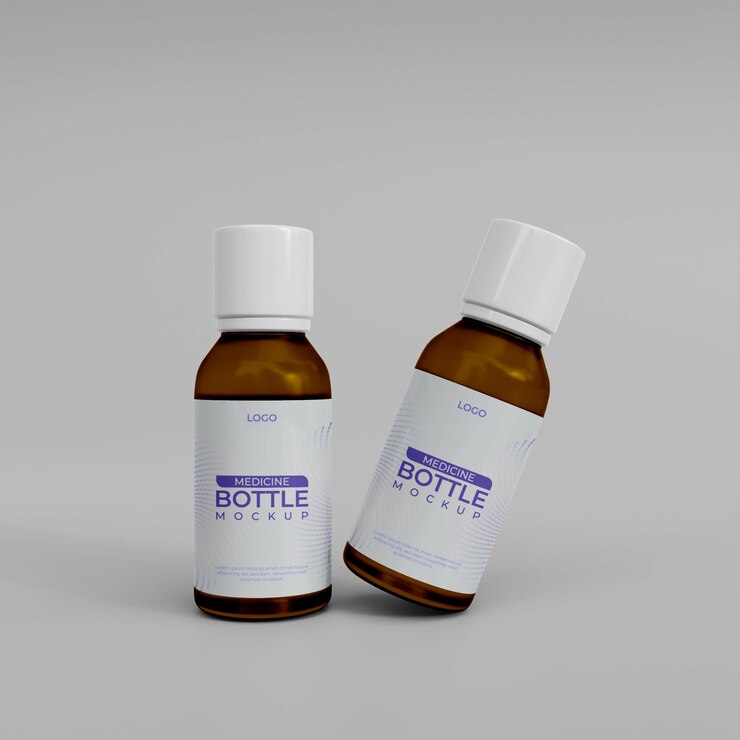 Maqueta de botella de medicina realista 3d