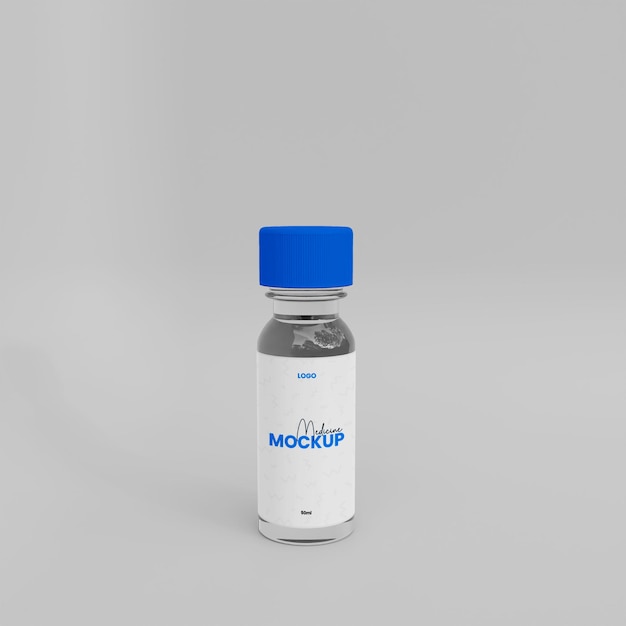 Maqueta de botella de medicina de suplemento de vidrio 3d