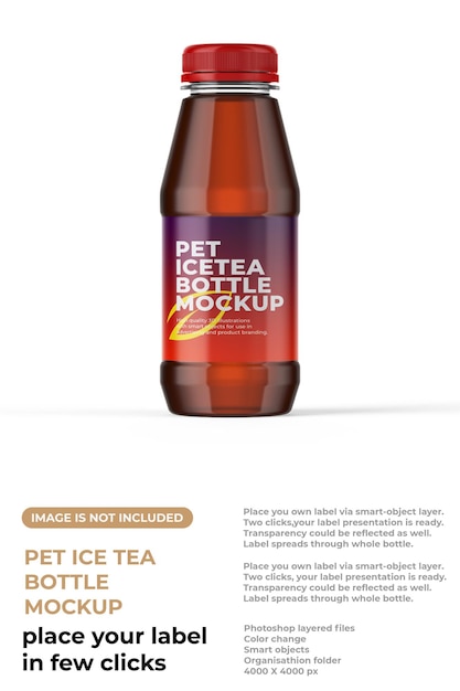 Maqueta de botella pequeña de té helado