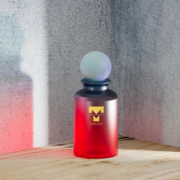 PSD maqueta de botella de perfume estilo minimalista