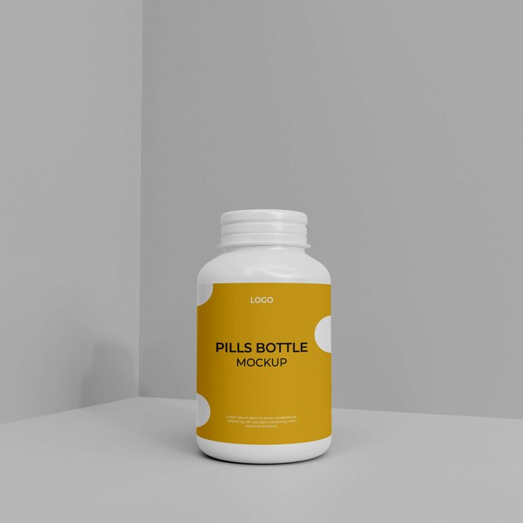 Maqueta de botella de píldoras realista 3d