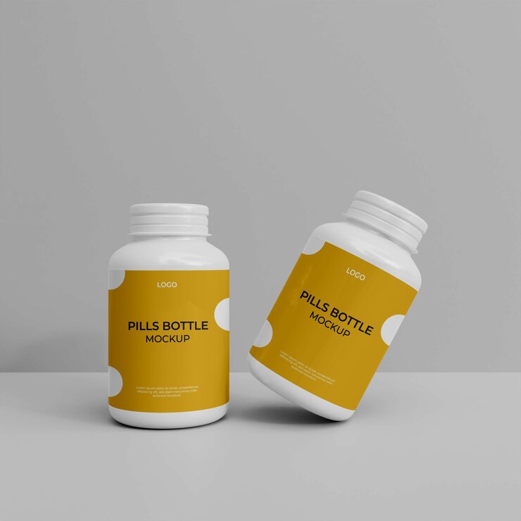 Maqueta de botella de píldoras realista 3d