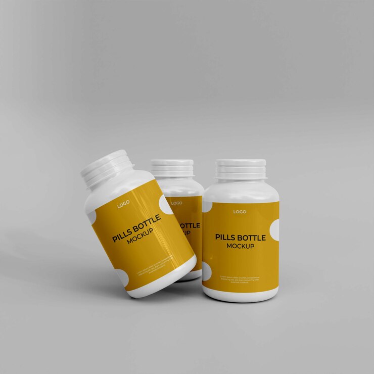 Maqueta de botella de píldoras realista 3d