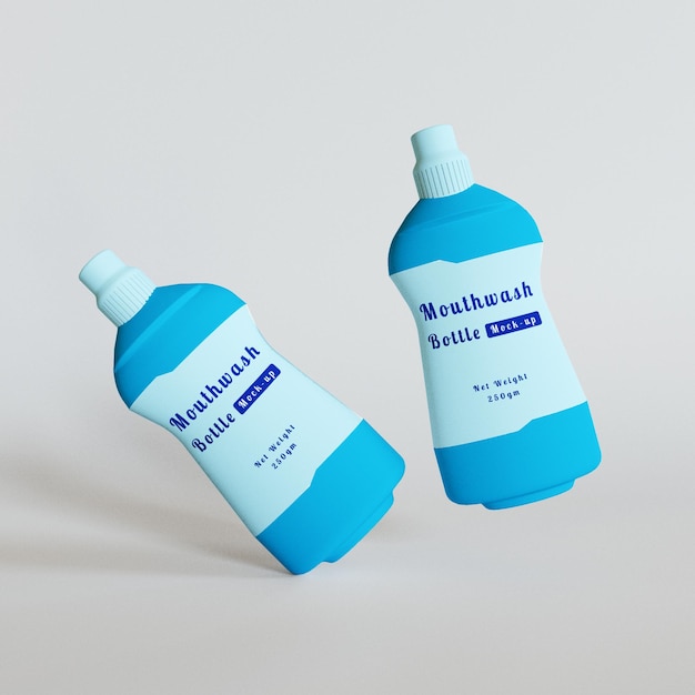 Maqueta de botella de plástico de enjuague bucal