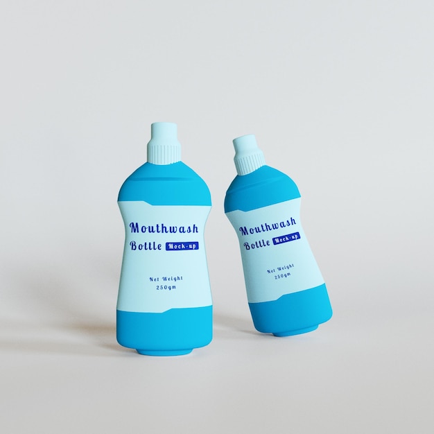Maqueta de botella de plástico de enjuague bucal