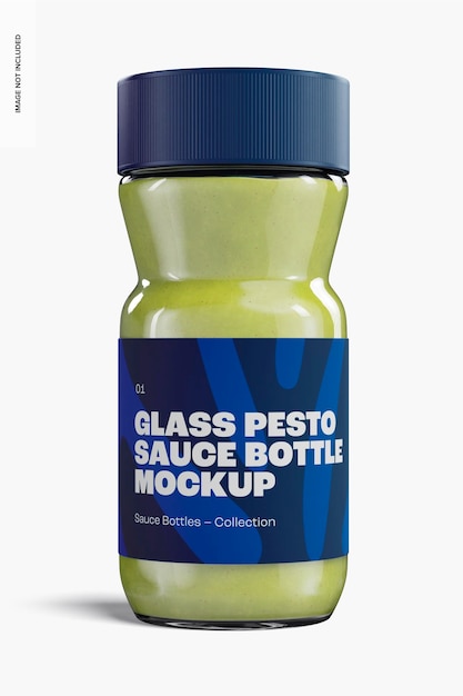 Maqueta de Botella de Salsa Pesto de Vidrio, Vista Frontal