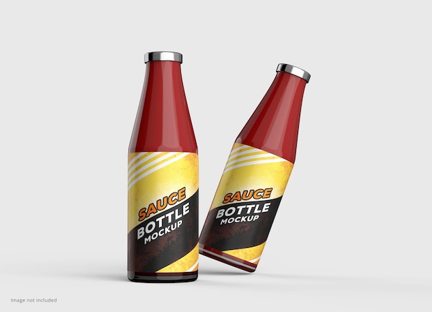 Maqueta de botella de salsa picante roja