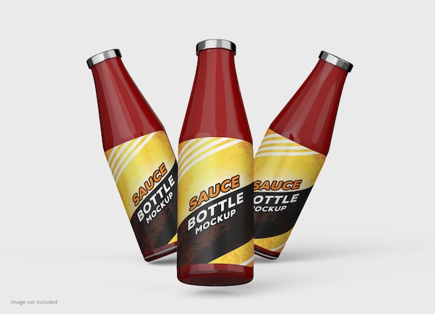 Maqueta de botella de salsa picante roja