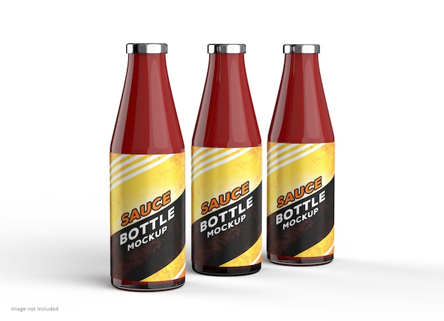 Maqueta de botella de salsa picante roja