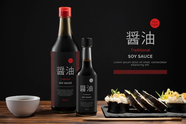 Maqueta de botella de salsa de soja