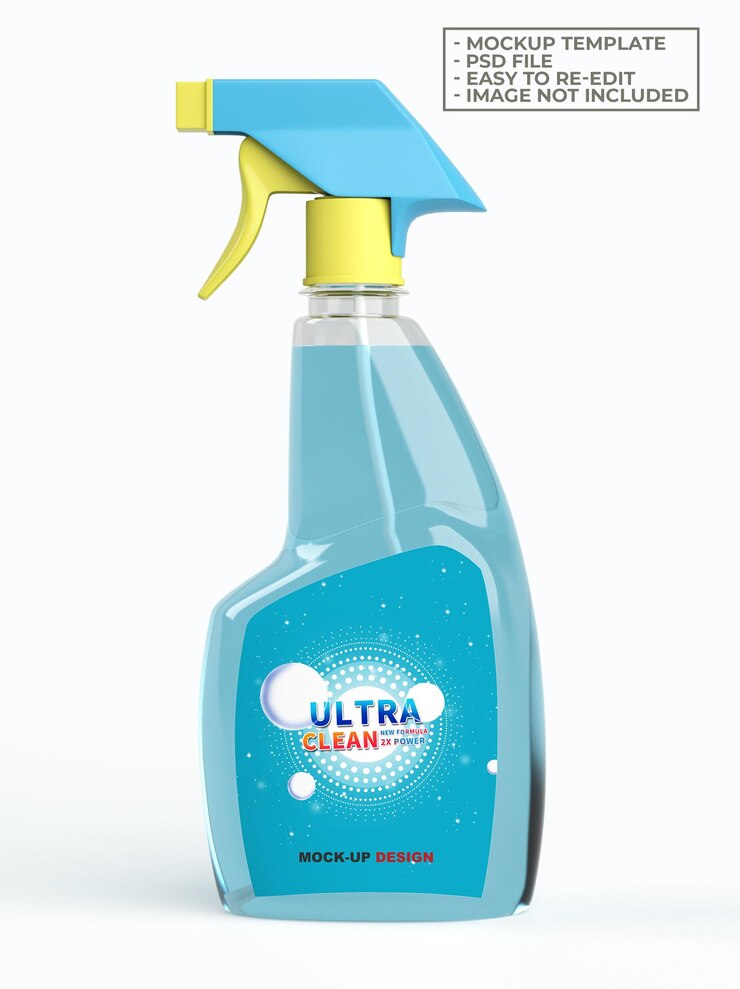 maqueta de botella de spray de vidrio