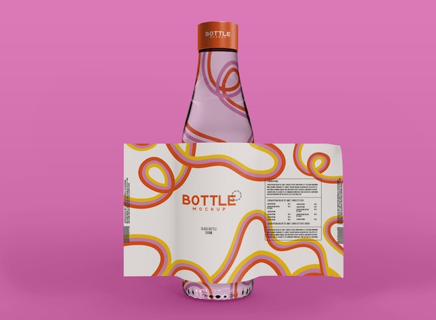 PSD maqueta de botella de vidrio 3d con o sin etiqueta