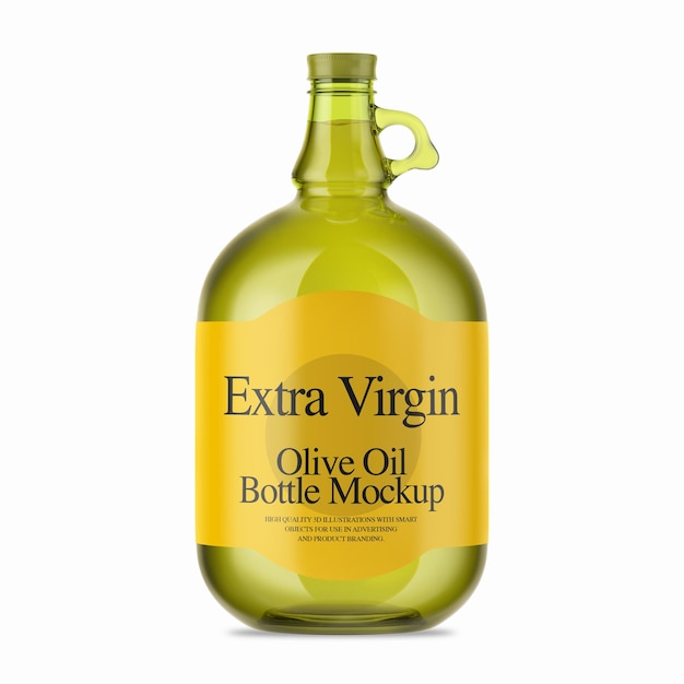 Maqueta de botella de vidrio de aceite de oliva