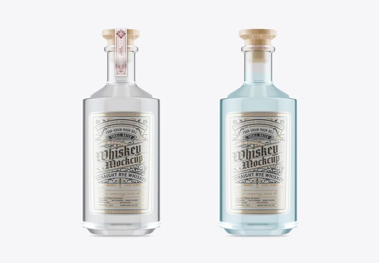 PSD maqueta de botella de vidrio de ginebra