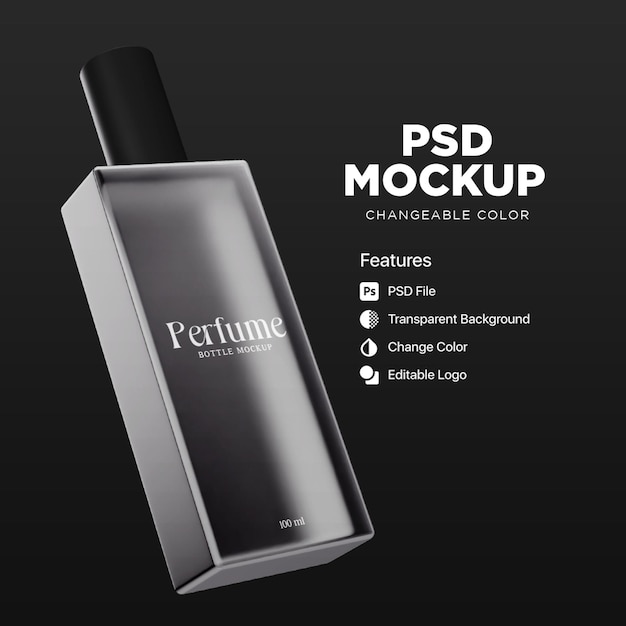 Maqueta de botella de vidrio de perfume de renderizado 3D PSD