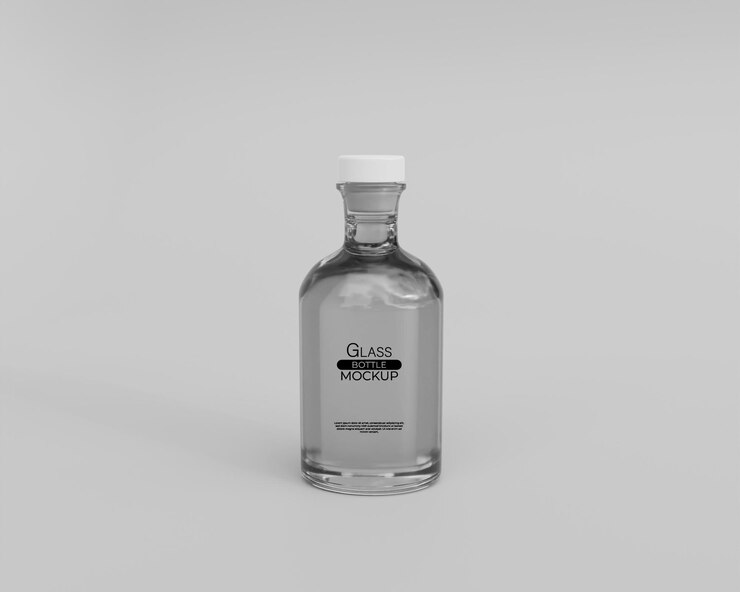 Maqueta de botella de vidrio realista 3d