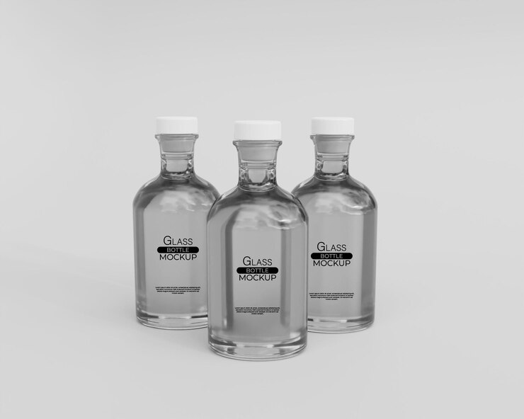 Maqueta de botella de vidrio realista 3d