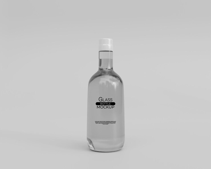 Maqueta de botella de vidrio realista 3d