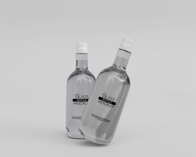 Maqueta de botella de vidrio realista 3d