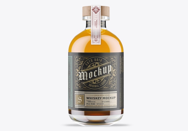 Maqueta de botella de vidrio de whisky